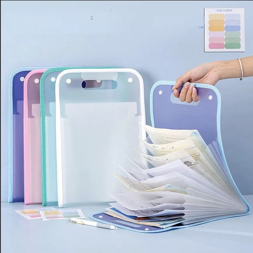 gadgetschroma Polypropylene Multi-Layer Accordion File Folder Hand-Held Bag A4 Paper Folder with 13 Pockets(Set Of 1, Multicolor)