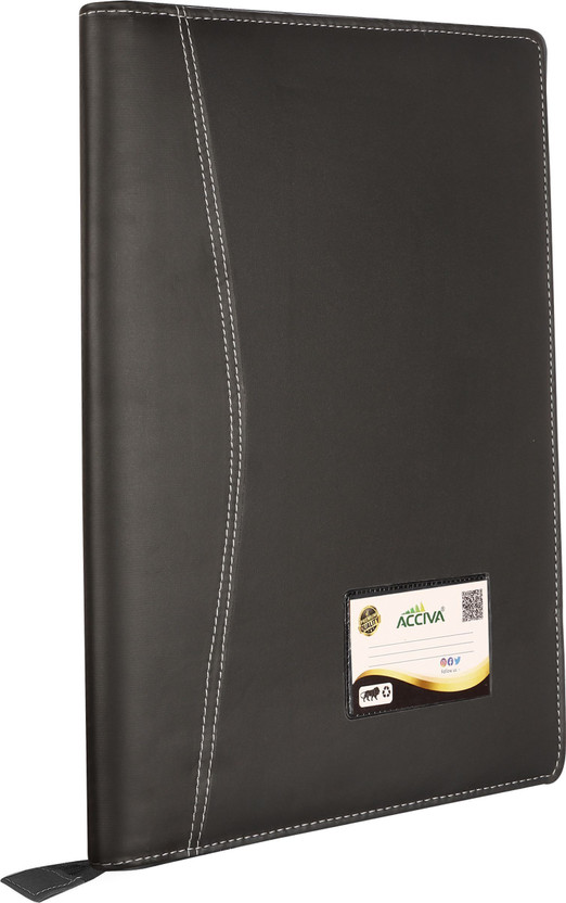 ACCIVA PU Leatherette Professional Certificate Holder with 20 Leaves | Executive Portfolio for Office(Set Of 1, Black)