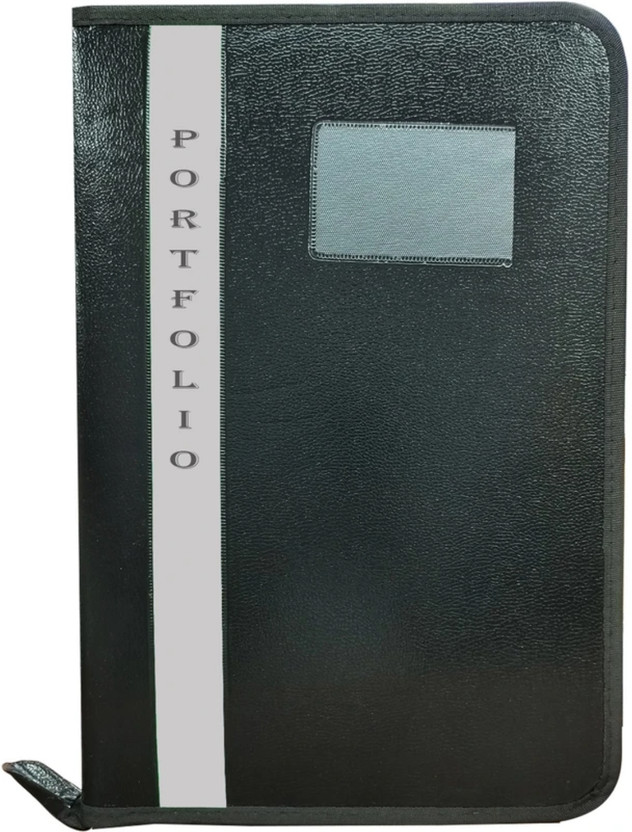shivanktrads PU Leather Portfolio Folder with 20 Sleeves | A4 Document Organizer | Multi-Compartment File Folder for Office, Interview & Business Use(Set Of 1, Black)