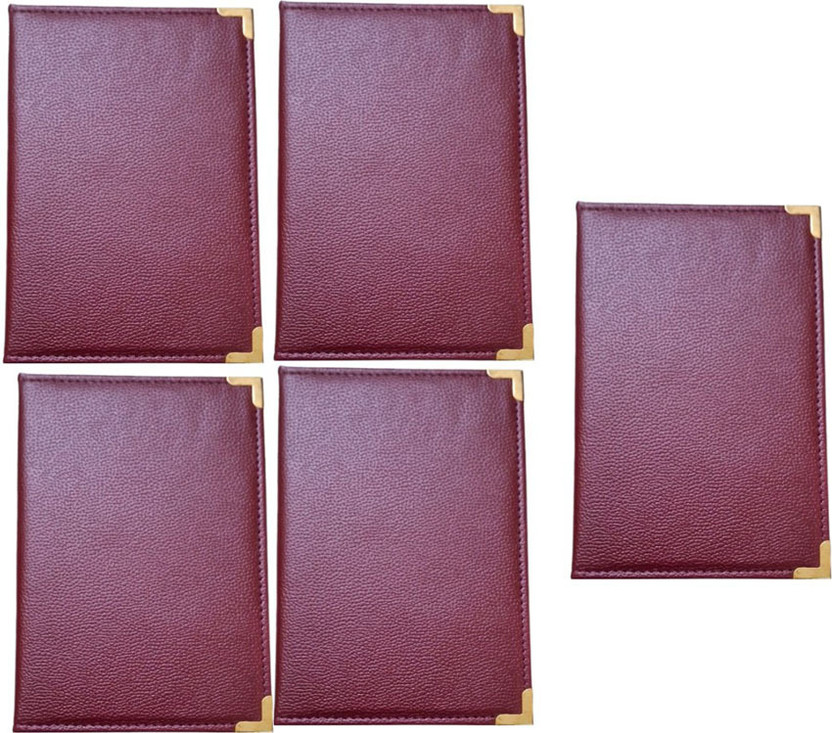 Greeshma Leather Restaurant, Hotel Guest Check Bill Presenter Holder, Bill Folder, Leather 1 Pcs(Set Of 5, Red)