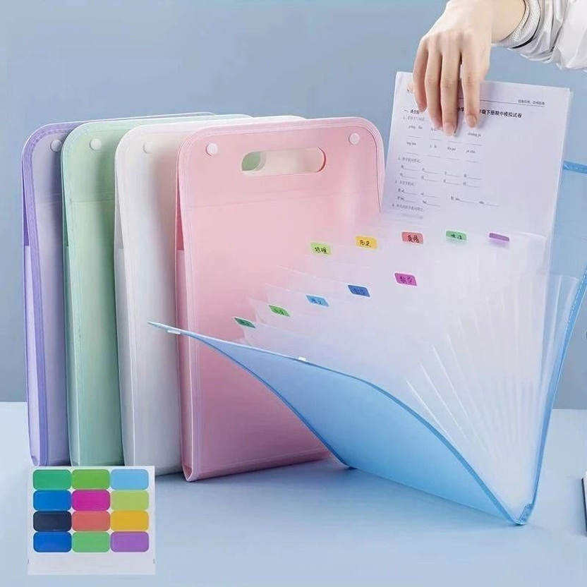 maruhub Polypropylene Multi-Layer Accordion File Folder Hand-Held Bag A4 Paper Folder with 13 Pockets(Set Of 1, Multicolor)