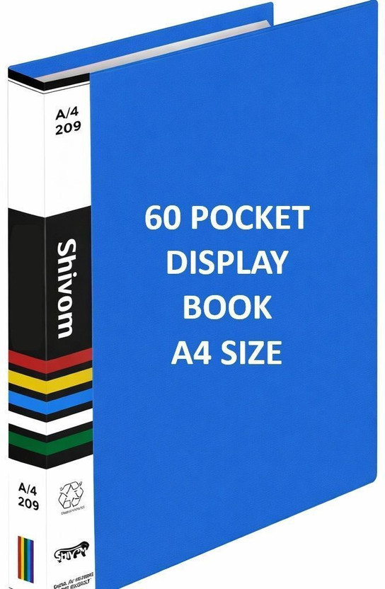 Shivom 60 pocket Display Book holder, Paper Document Holder, Business Presentation Book, Presentation Folder, certificate file(Set Of 1, Blue)