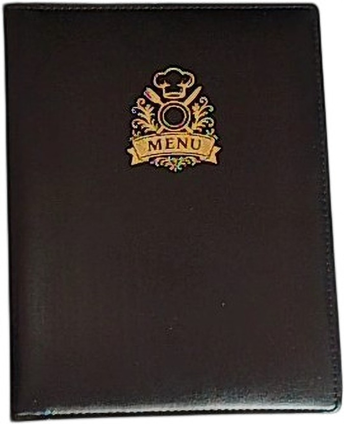 Royal stationary Premium class rexine Hotel/Restaurant Menu Book cover with 4 Leaflets (11" x 8")(Set Of 6, Black, Brown)