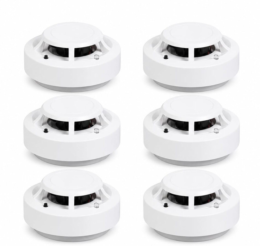 Bedline Pack of 6 Smoke Detector Alarm | Photoelectric Fire Alarm Sensor Smoke Alarm(Ceiling Mounted, Wall Mounted)