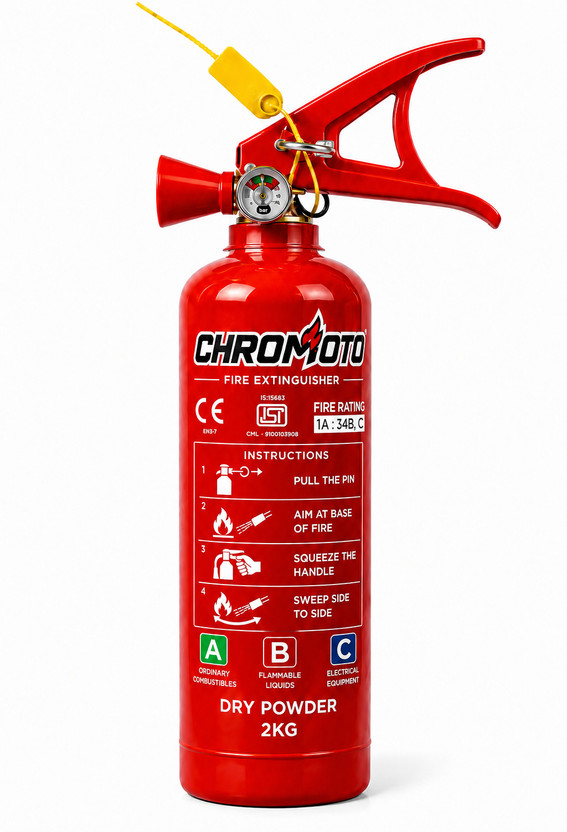 Chromoto Fire Extinguisher ABC Dry Powder for Home, Office & Car Quick Fire Safety 1Pcs Fire Extinguisher Mount(2 kg)