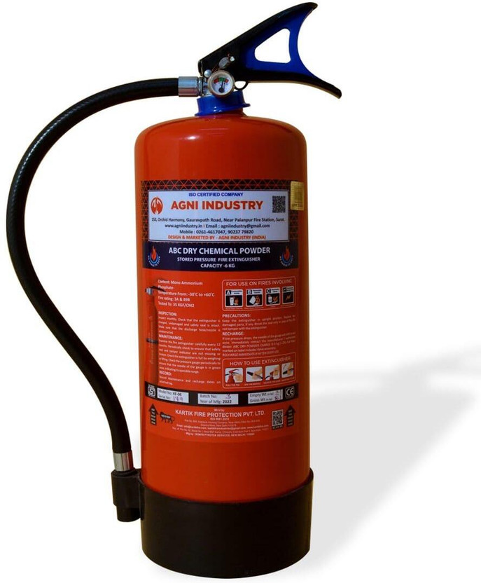 AGNI INDUSTRY Fire ABC Powder Type 6 Kg Fire Extinguisher Mount Fire Extinguisher Mount(6 kg)