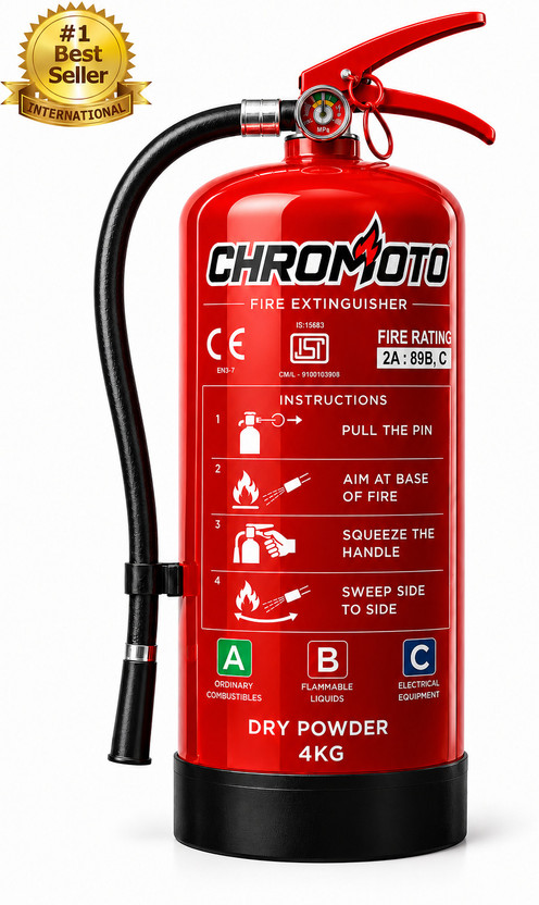 Chromoto Fire Extinguisher ABC Dry Powder for Home, Office & Car Quick Fire Safety Fire Extinguisher Mount(4 kg)