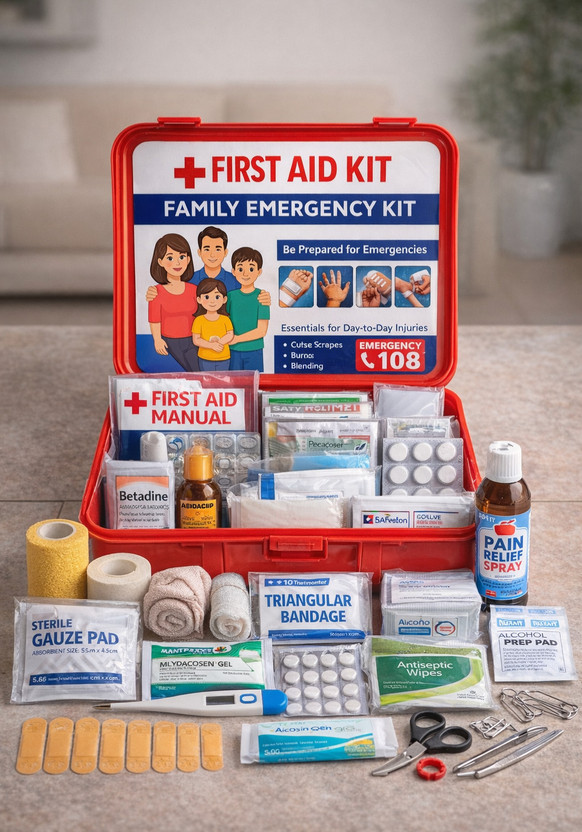 SADIK FIRST AID KIT MEDICAL EMERGENCY in Home School PETROL STATION Travel Car First Aid Kit(Home)