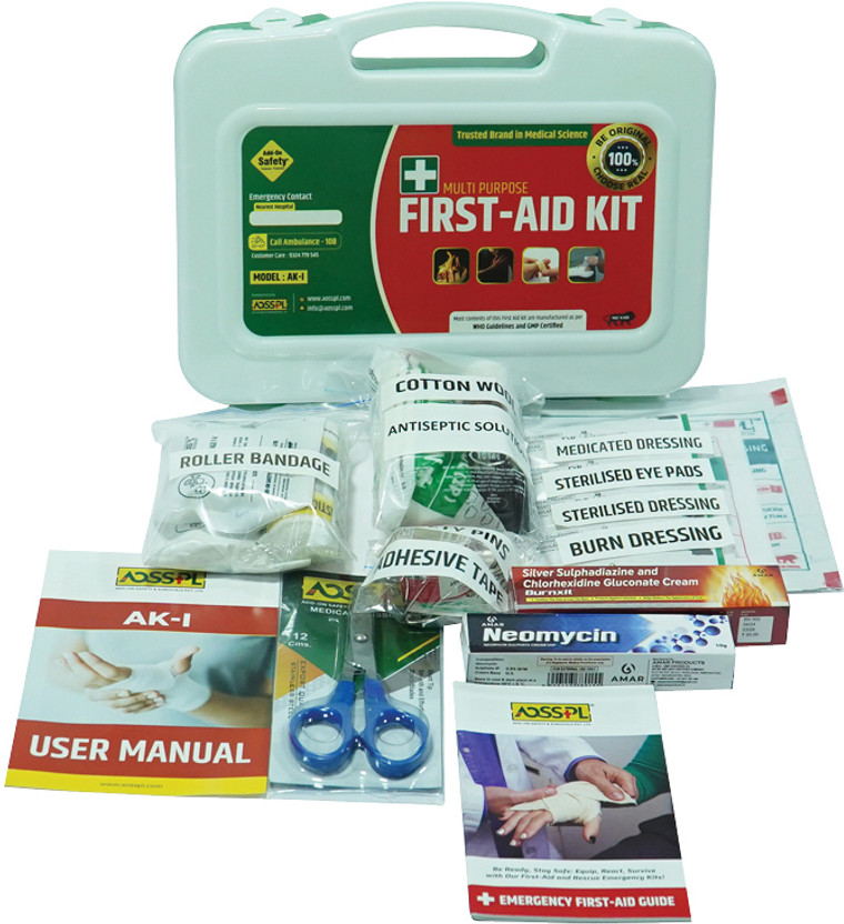 AOSSPL AK-I (Green) with all the medicines inside First Aid Kit(Home, Vehicle, Workplace)
