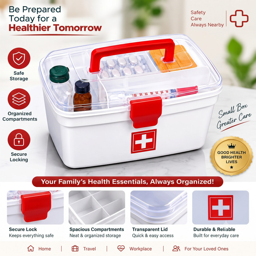 VSELL Multi Utility Storage with Handle First Aid Kit(Home, Vehicle, Sports and Fitness, Workplace)
