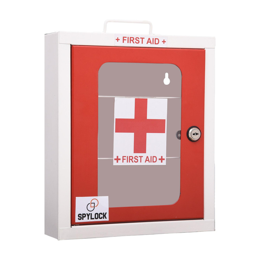 Spylock HEAVY GI METAL FIRST AID BOX First Aid Kit Box/Emergency Medical Box First Aid Box for Home , School , Office/Wall Mount (Red and Ivory), Rectangular First Aid Kit(Home, Sports and Fitness, Workplace)