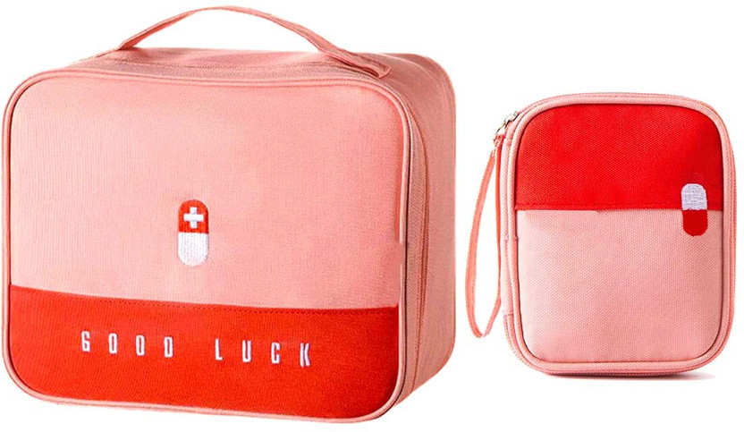 Harvic Empty First Aid Bags Travel Medical Supplies Cosmetic Organizer Safety Kit-Pink First Aid Kit(Home, Workplace, Sports and Fitness)