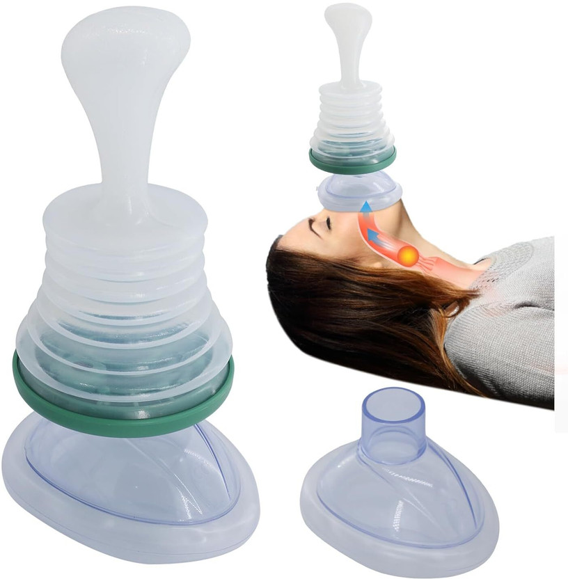 MILICRYSTAL Manual Resuscitator with Face Masks – Hand-Operated Emergency Manual Nasal Aspirator(Blue)
