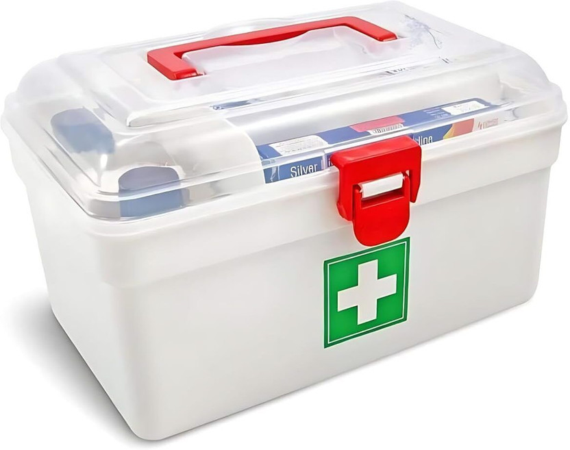 RIDHHANAL First Aid Box Lockable Medicine Storage Box Plastic Emergency Cabinet Organizer First Aid Kit(Home)