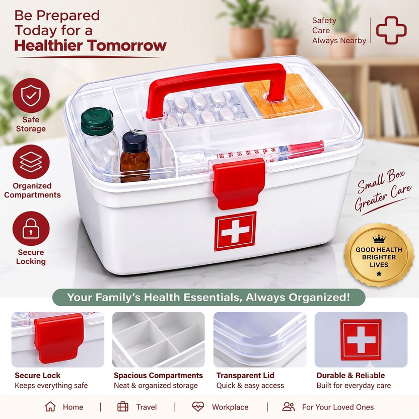 Kello Kello Medical First Aid Kit Medicine Storage Box Medicine Kit Box First Aid Kit(Home, Vehicle, Sports and Fitness, Workplace) - Flipkart Deal