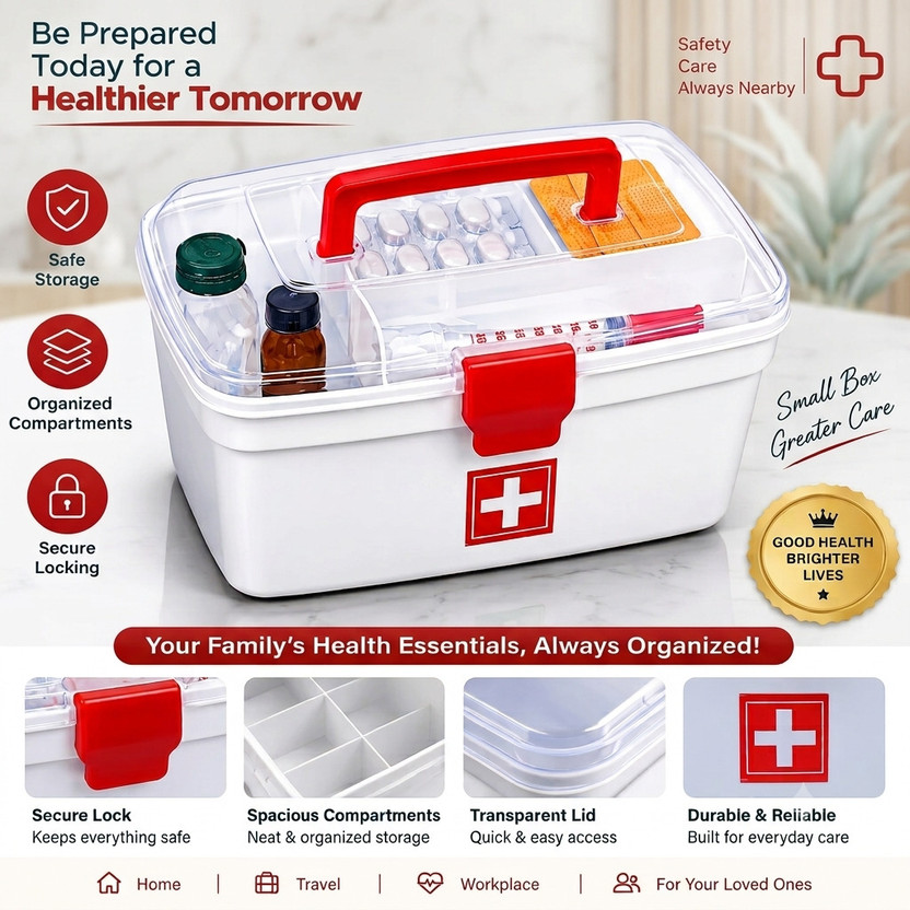 VSELL Medical First Aid Kit Emergency Medicine Storage Box Baby Drugs Medicine First Aid Kit(Home, Vehicle, Sports and Fitness, Workplace)