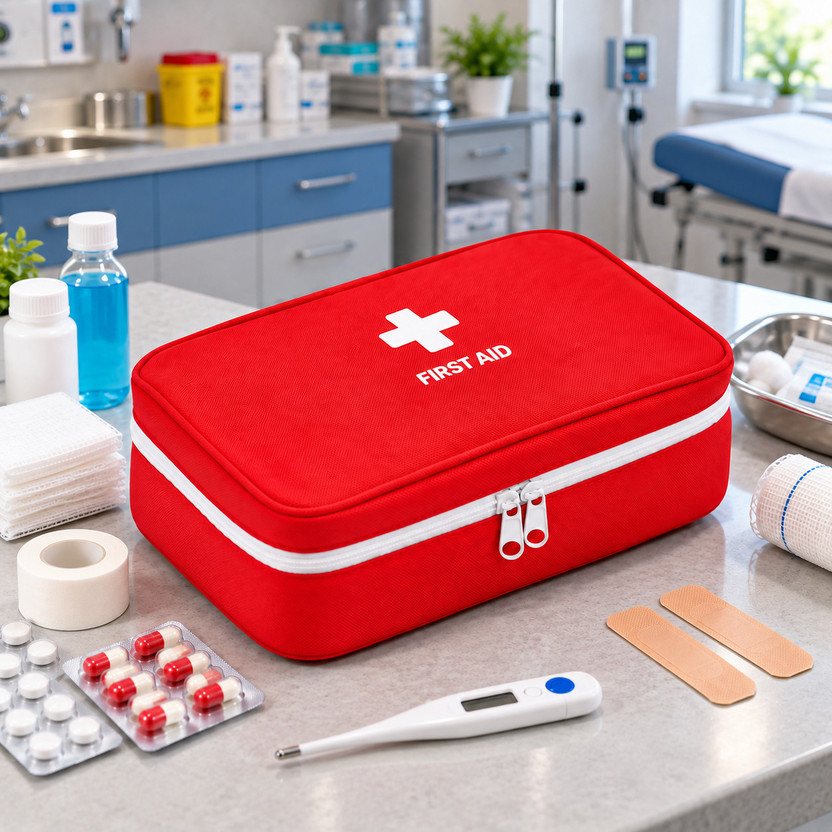 Ujarak Spacious First Aid Bag Empty Medicine Organizer for Home, Office & Travel, Red First Aid Kit(Sports and Fitness)
