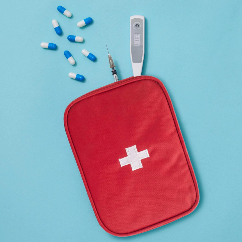 HomeStrap First Aid Kit Bag Large- Red (14 x 23 x 8.5) CM First Aid Kit(Sports and Fitness, Home, Vehicle, Workplace)