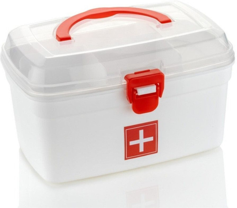 AURA PLAST Transparent First Aid Box | Medicine Storage Box | Emergency Medical Box | First Aid Kit(Sports and Fitness, Home, Vehicle, Workplace)