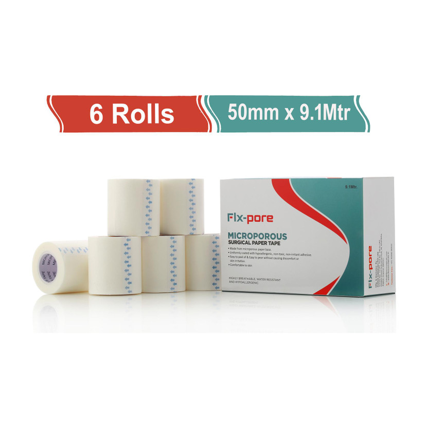 FLX-PORE FLX PORE MICROPOROUS SURGICAL TAPE(PACK OF 6)(50MM*9.1M) First Aid Tape(Pack of 6)