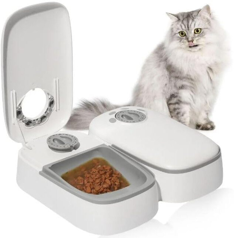 zvonko Automatic Cat Feeder, 2 Meal Smart Pet Feeder, Low Noise Pet Food Dispenser Automatic Fish Feeder(3 g)