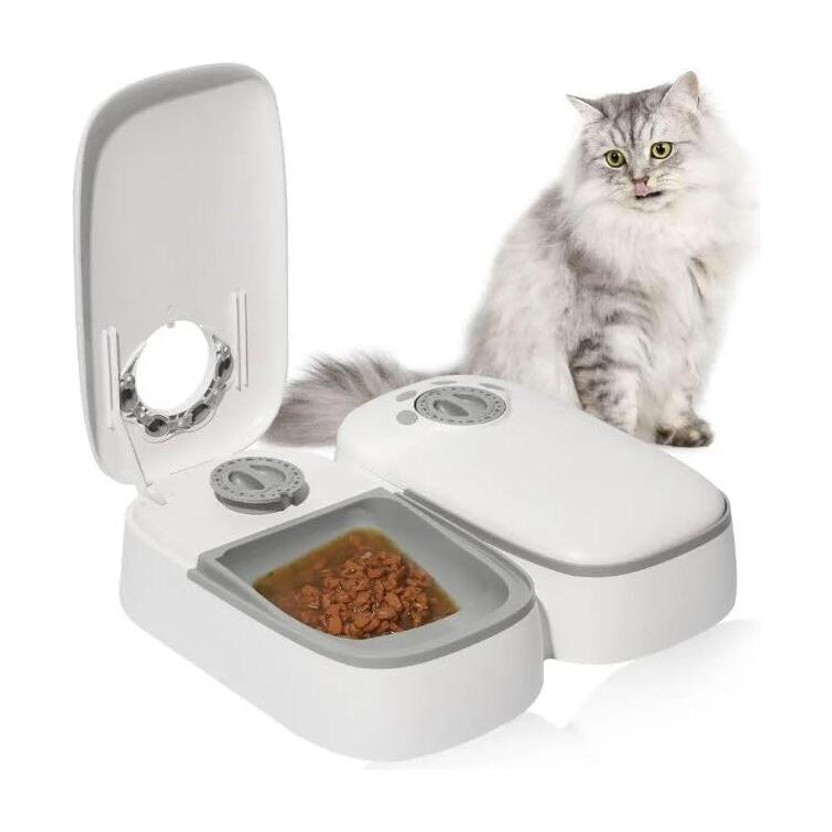 zvonko Automatic Cat Feeder, 2 Meal Smart Pet Feeder, Low Noise Pet Food Dispenser Automatic Fish Feeder(3 g)