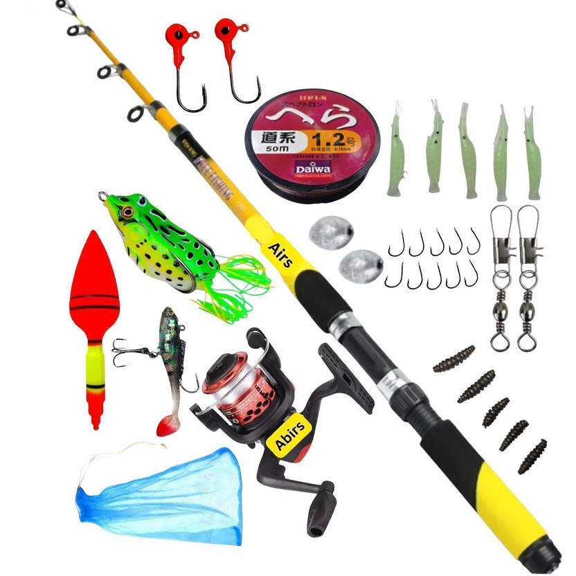 Abirs fiber and reel full set Skil Yellow Fishing Rod(210 cm, 0.15 kg, Yellow)