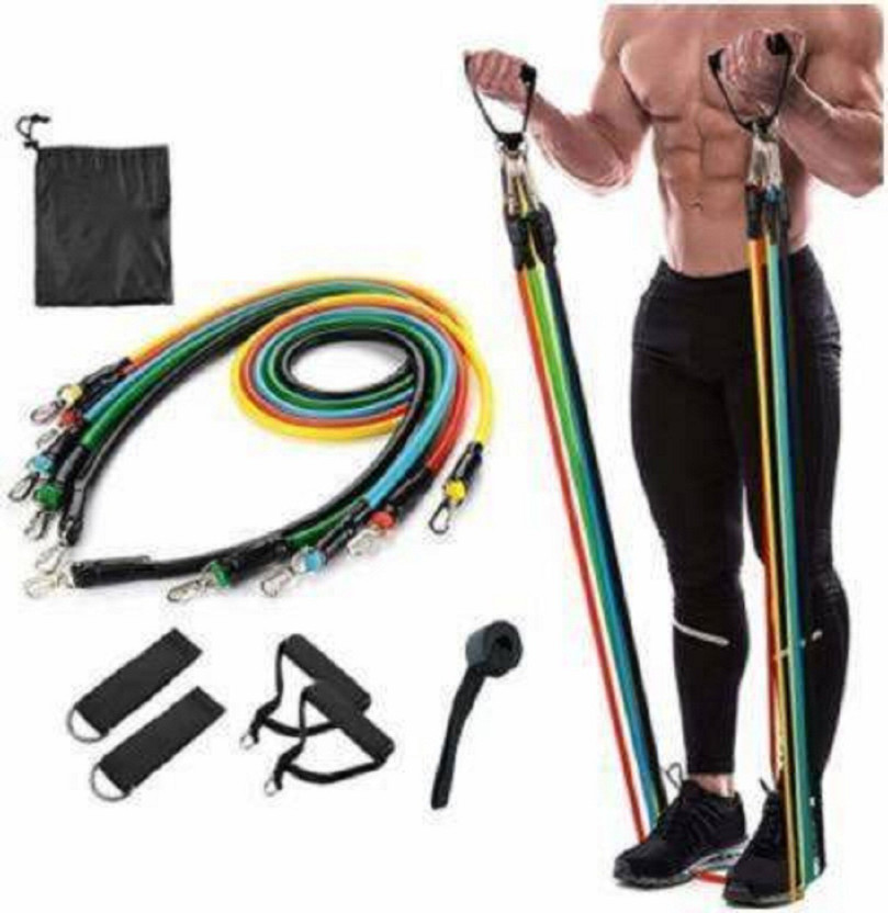 Oddish Resistance Band Strength Training Bands Tube Set For Exercise (11 PCS) Resistance Tube(Multicolor)
