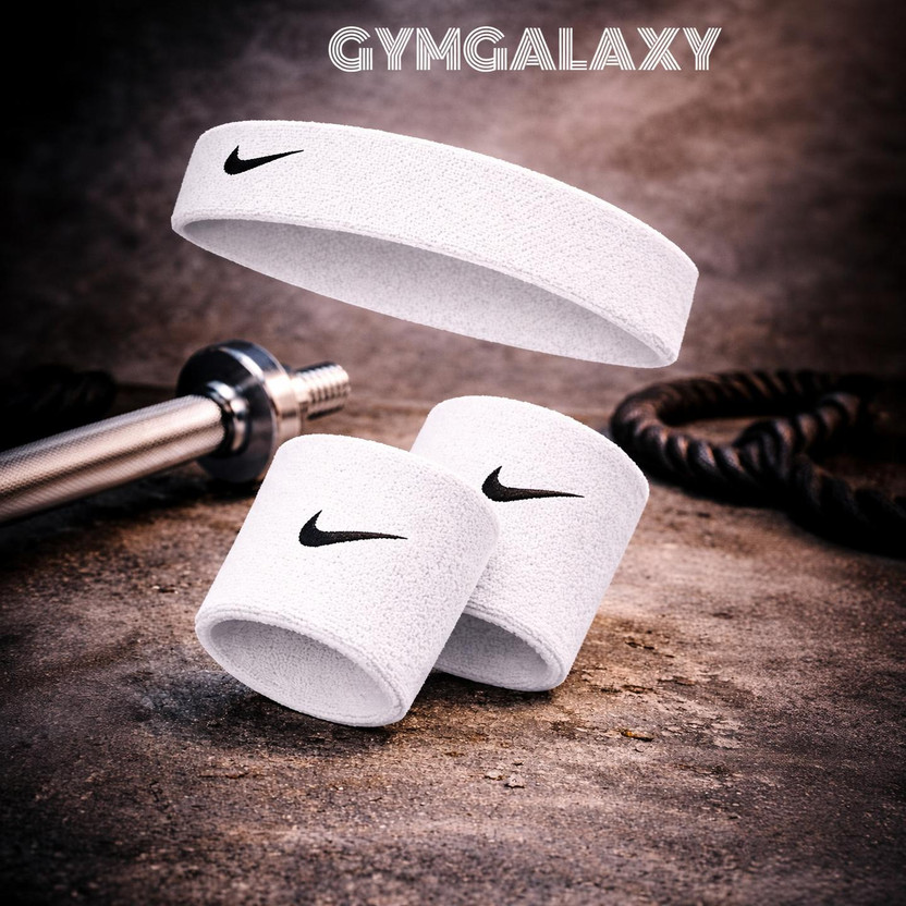 GYMGALAXY Premium Sweat Absorbent Headband & Wristband Set (Unisex, Sports & Gym Use) Fitness Band(White, Pack of 1)