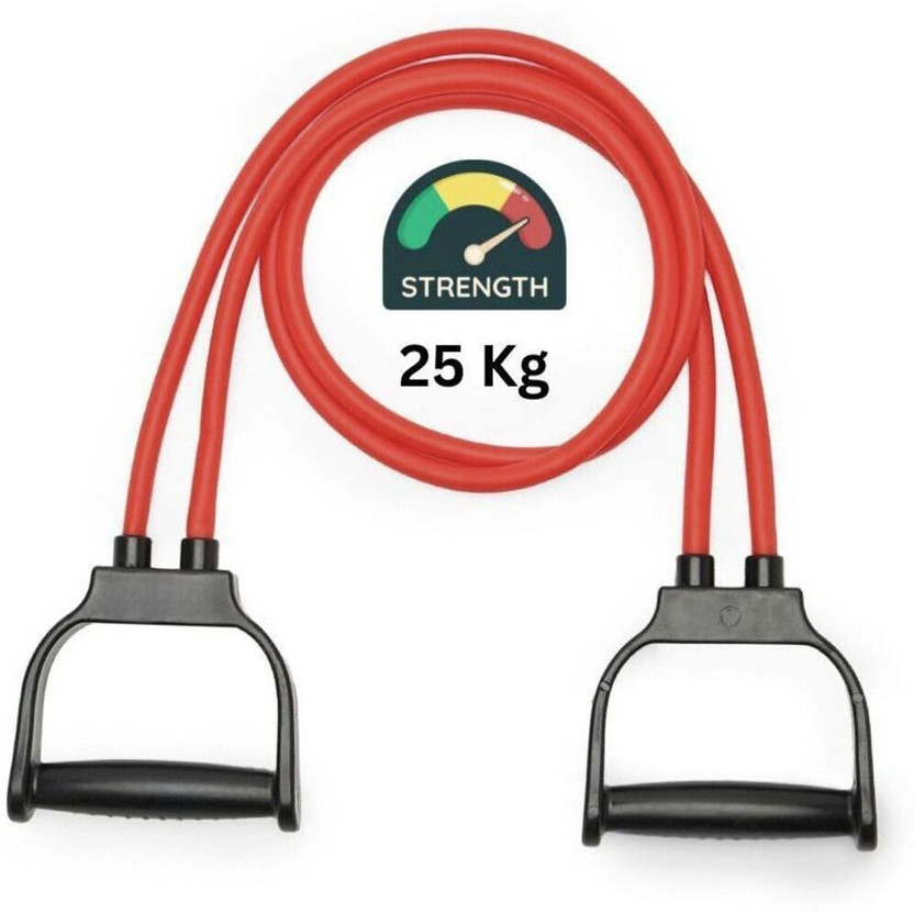 GJSHOP Double Toning Resistance Band Tube Exercise Band for Stretching, Full Body Workout Fitness Band(Red, Pack of 1)