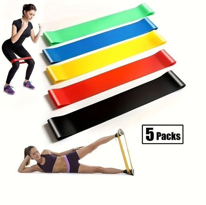 GJSHOP Resistance Band For Squat Hip Thigh Training, Elastic Yoga Resistance Band Resistance Band(Multicolor, Pack of 5)