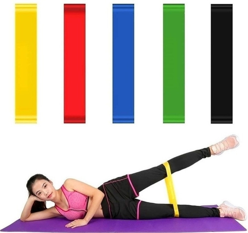 gim Mini Loop Resistance Bands | High-Elastic Workout Bands Set Fitness Band(Multicolor, Pack of 5)
