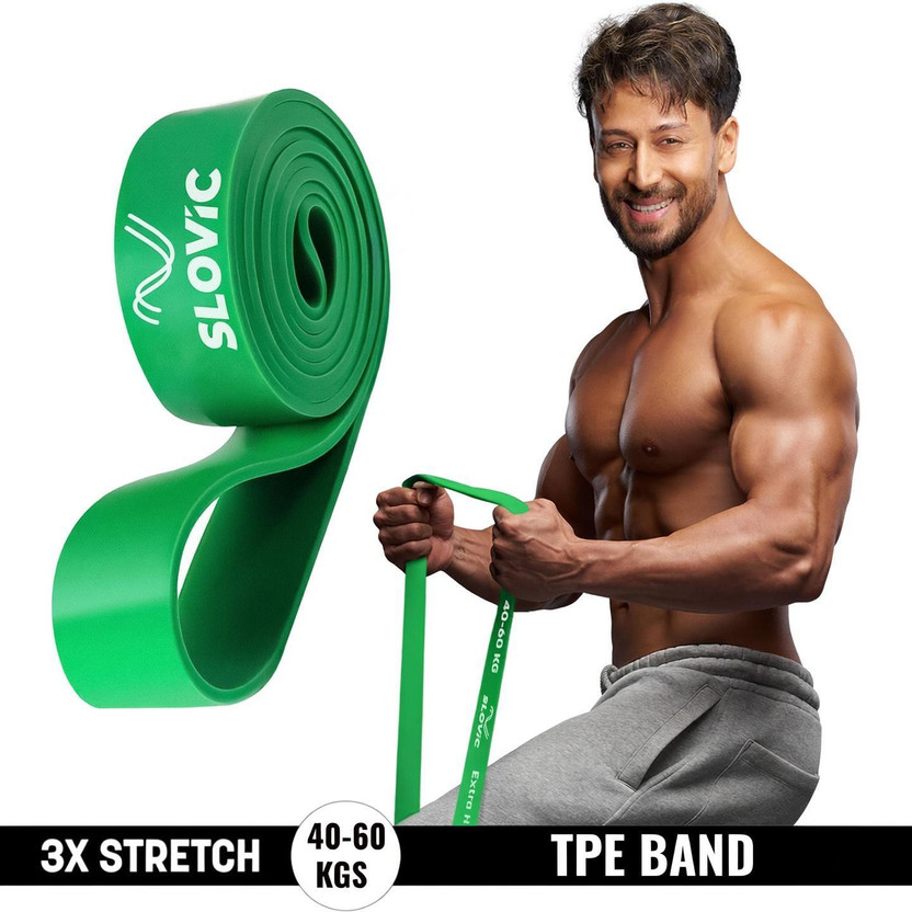 SLOVIC TPE Bands for Workout | Pull Up | Stretching|Heavy Duty Material |Upto40-60 KGS Resistance Band(Green, Pack of 1)