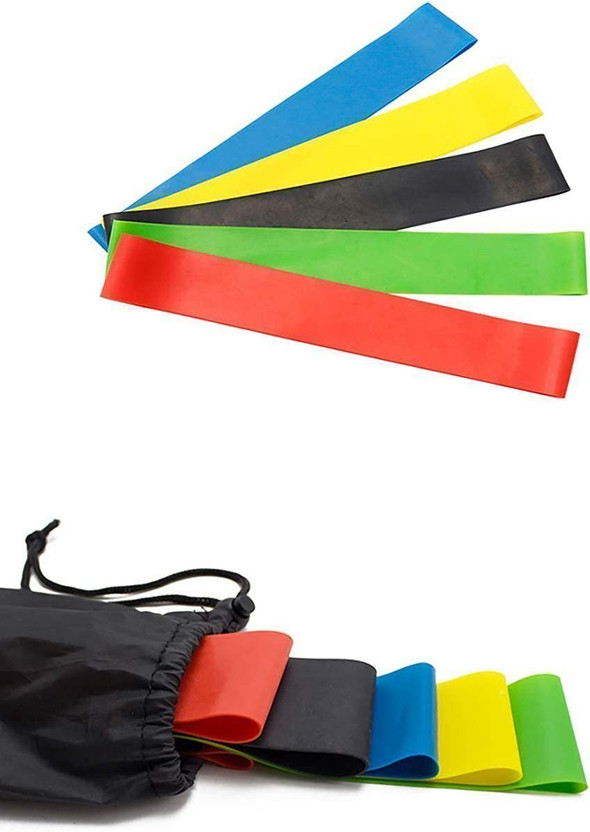 Callun Latex Resistance Loop Bands for Workout for Men, Resistance Loop, Home Fitness Pilates Band(Green, Black, Blue, Red, Yellow, Pack of 5)