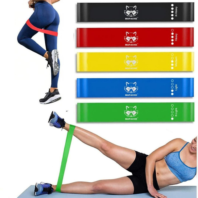 MAPACHE Latex Resistance Loop Bands Loop Hip Band Anti-Slip, Multicolor 5pc Resistance Band(Pack of 5)