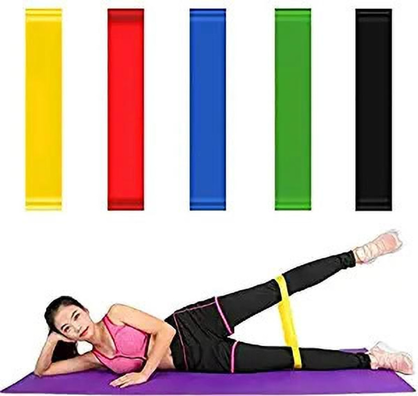 Greatview Resistance Loop Exercise Bands for Home Fitness & Yoga Men & Women Fitness Band(Multicolor, Pack of 5)