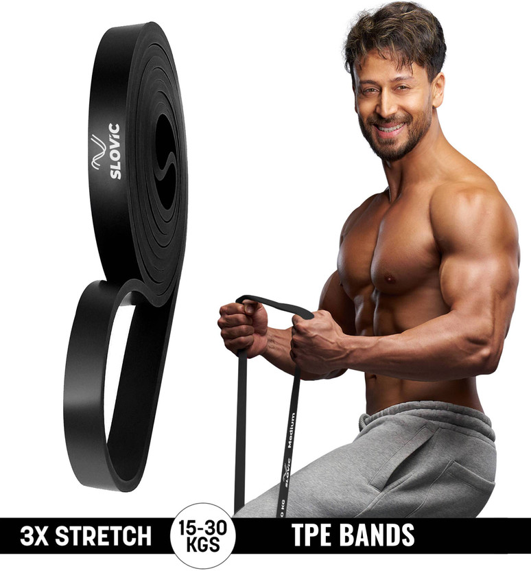 SLOVIC TPE Bands for Workout | Pull Up | Stretching |Heavy Duty Material|Upto15-30 KGS Resistance Band(Black, Pack of 1)