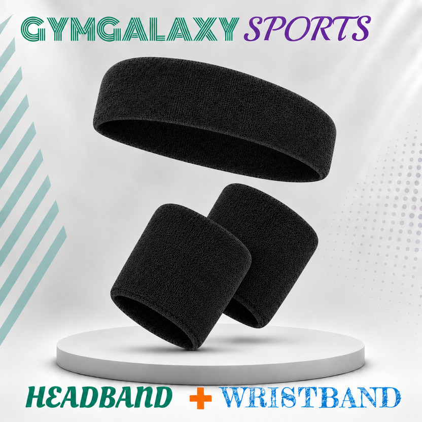 GYMGALAXY GYMGALAXY Premium Sports Headband and Wristband Combo Set for Gym, Fitness, Running Fitness Band(Black) - Flipkart Deal