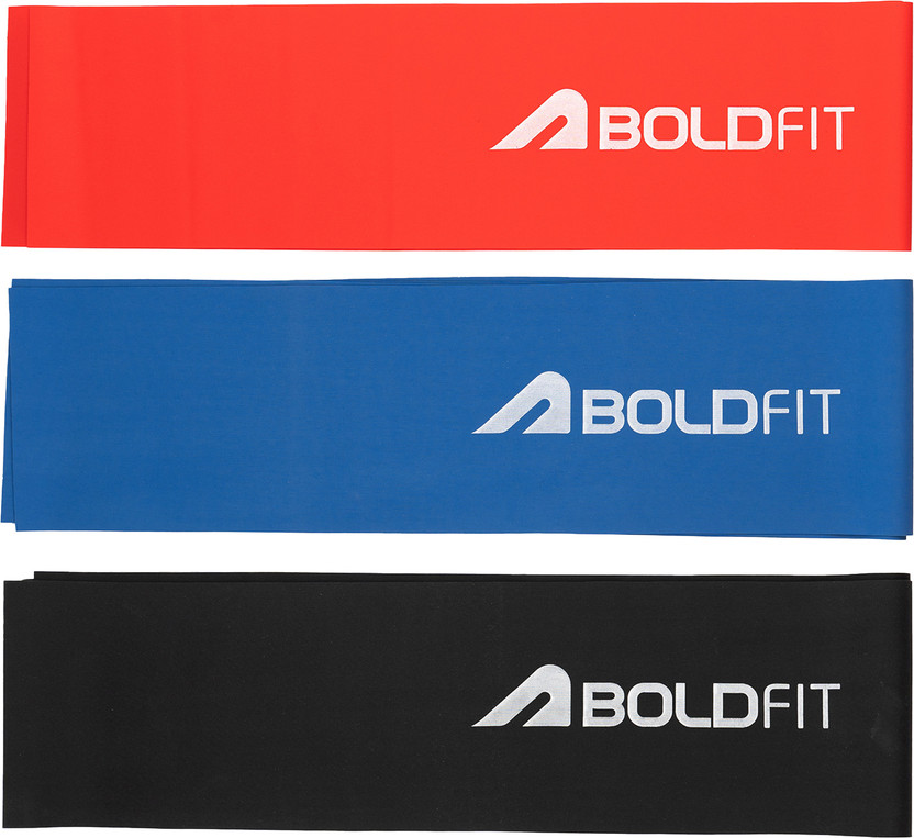 BOLDFIT Resistance Bands Stretch Band Exercise Band Gym Band Stretch Band for Gym Fitness Band(Red, Blue, Black, Pack of 3)