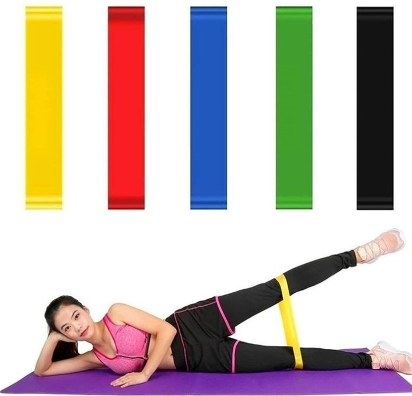 gim 5 Pcs Mini Loop Resistance Bands Set for Full Body Fitness & Stretching Aerobic Band(Multicolor, Pack of 5)