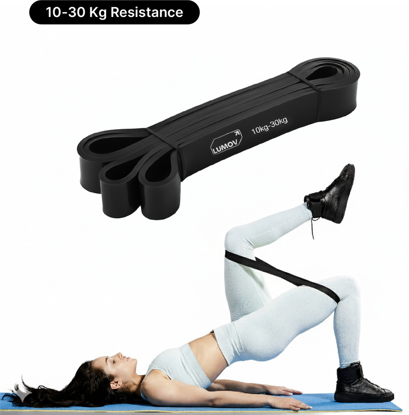 Lumov Resistance Band Ultima for Exercise Stretching Yoga Home Workout Gym Bands Fitness Band(Black, Pack of 1)
