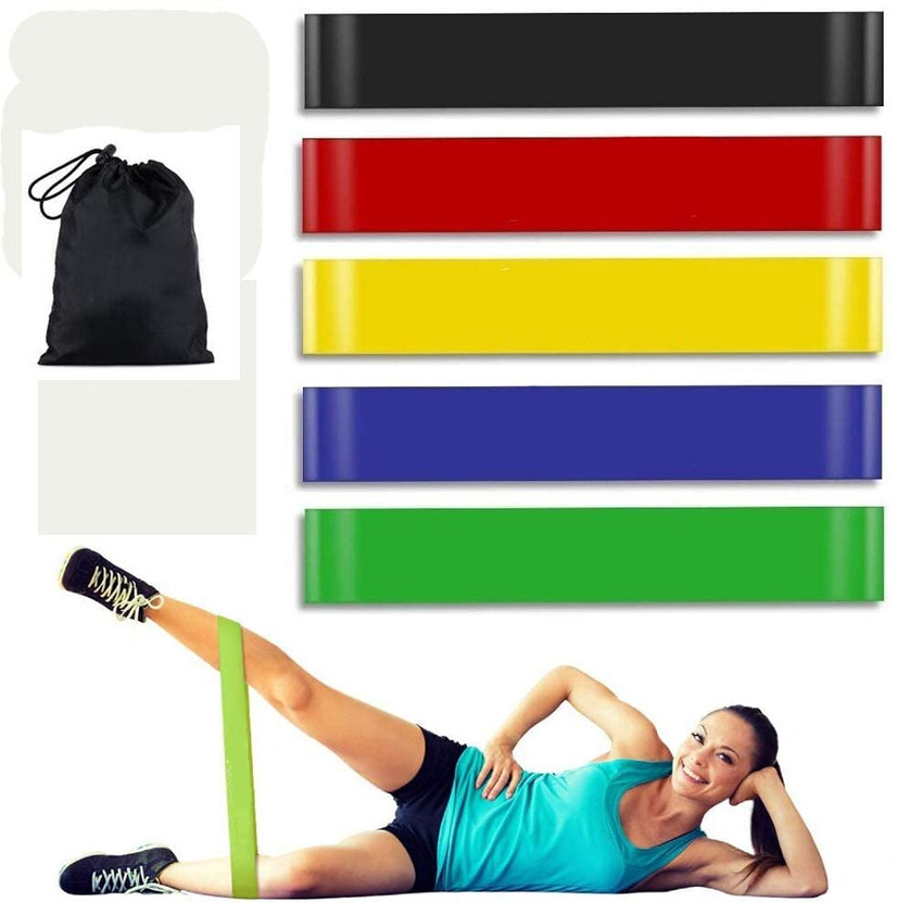 AcuEnergy Resistance Bands Mini Loop Set Hip Band Toning Exercise Band for Gym Theraband Fitness Band(Pack of 5)