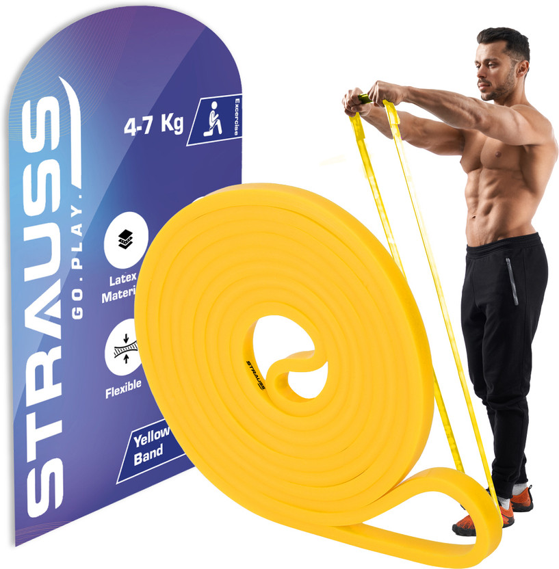Strauss Resistance Exercise Band for Chin Ups | Strength Training| Stretching | Pull Ups Resistance Band(Yellow, Pack of 1)