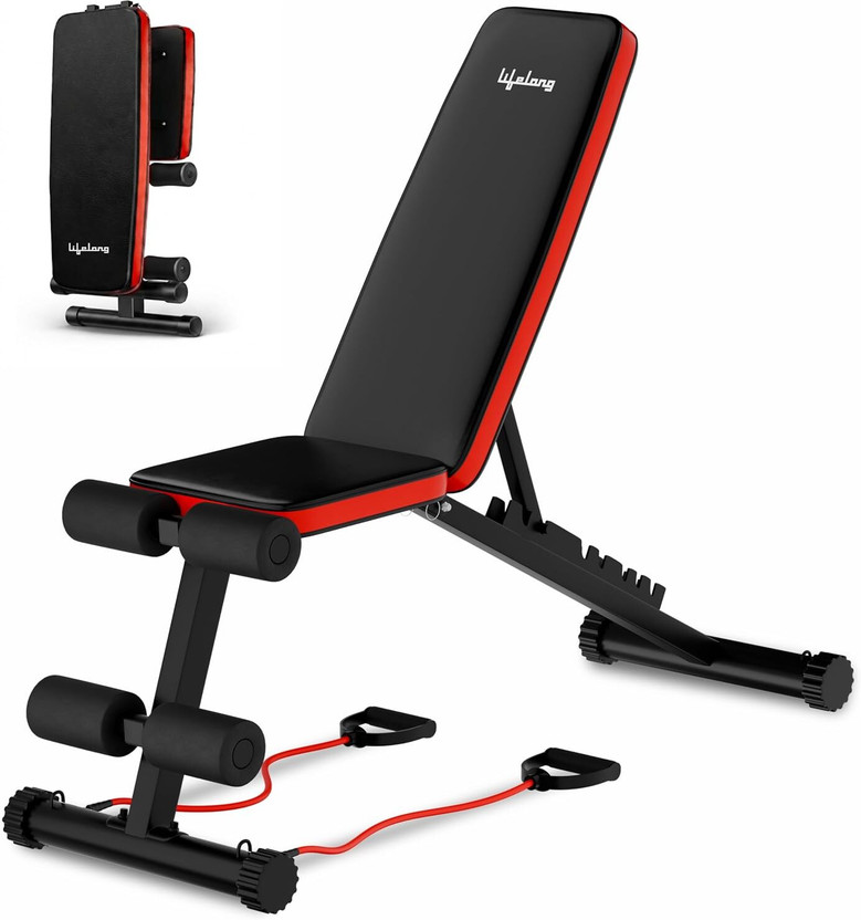 Lifelong Adjustable And Foldable Gym Bench Incline,Decline & Flat Fitness Gym Bench Multipurpose Fitness Bench