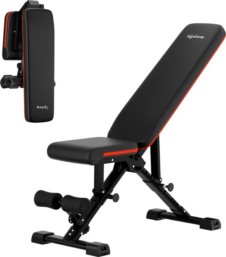 Lifelong Strong Adjustable Foldable Gym Bench 3-in-1 Incline, Decline & Flat Weight Bench Multipurpose Fitness Bench