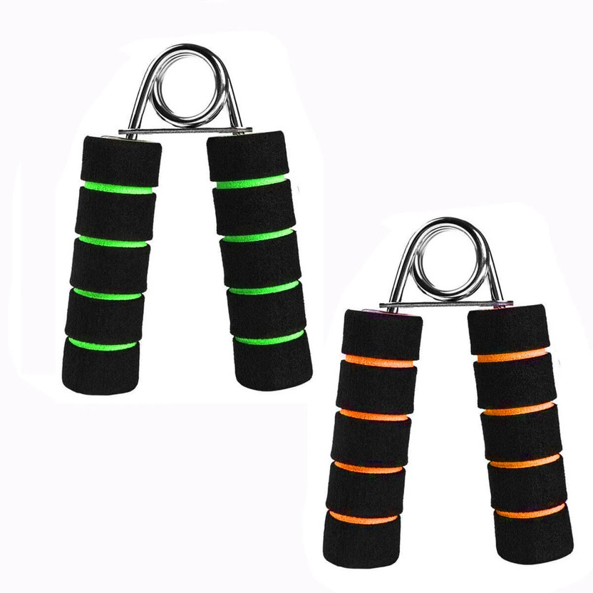 TRUE INDIAN Sports Soft Foam Handle Hand Exerciser Gripper| Wrist Forearm | Finger Strength Hand Grip/Fitness Grip(Green, Orange)