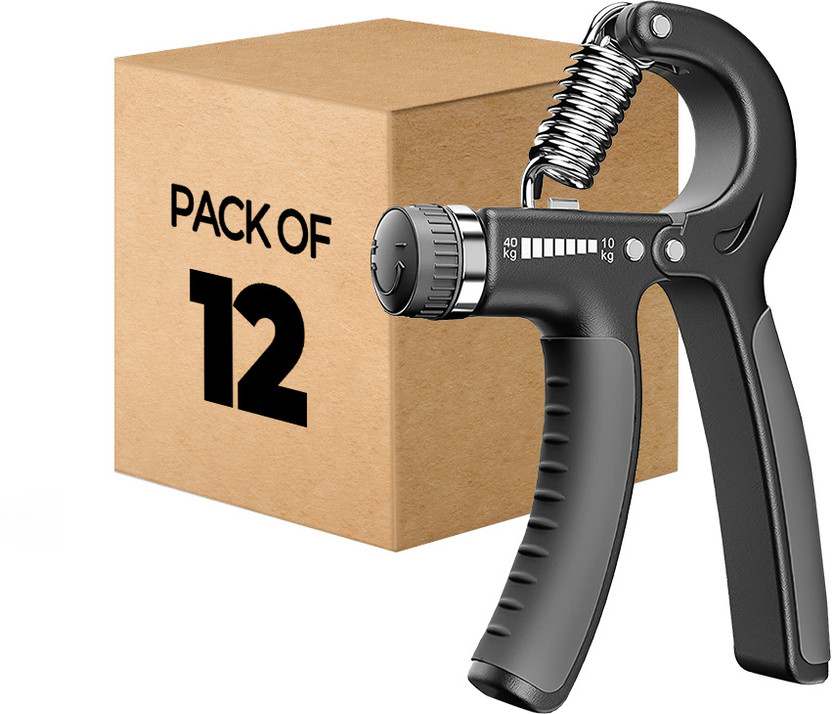 Strauss Adjustable Strengthener | Finger Exerciser| Pack of 12 Hand Grip/Fitness Grip(Black)