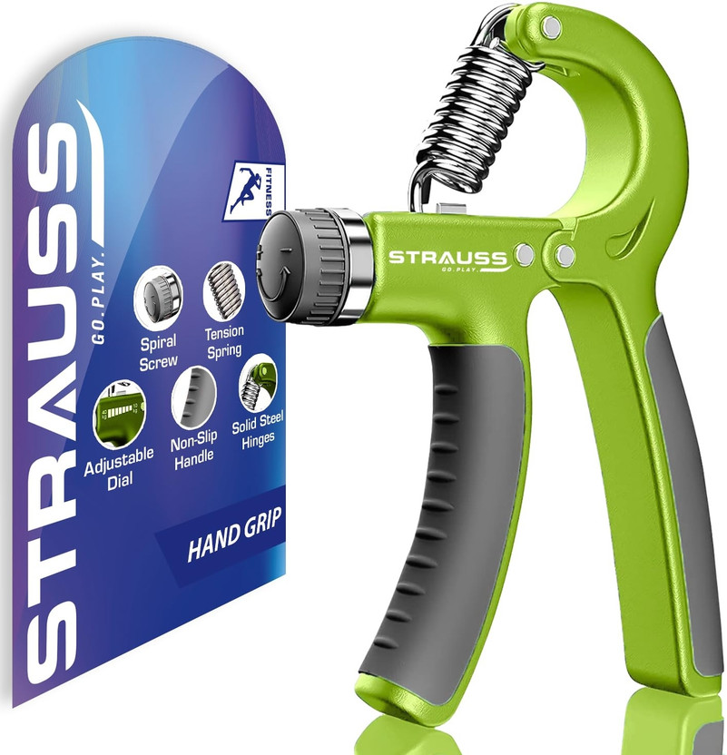 Strauss Adjustable Strengthener | Finger Exerciser| Hand Grip/Fitness Grip(Green, Black)