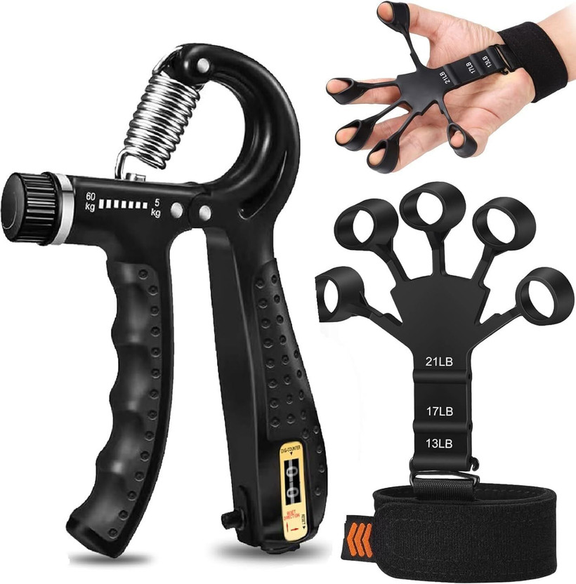iamalot Hand Power Gripper & Finger Resistance Band for Muscle Build & Injury Recovery Hand Grip/Fitness Grip(Multicolor)