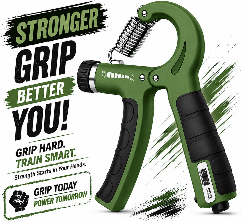 BabePanda Adjustable Hand Gripper Strengthener with In-built Mechanical Counter Hand Grip/Fitness Grip(Multicolor)